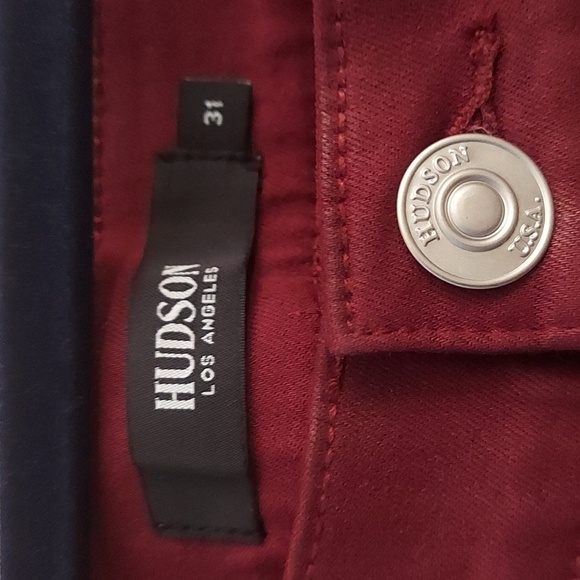 HUDSON Nico Super Skinny Burgundy Wax Coated Jeans - Picture 5 of 13